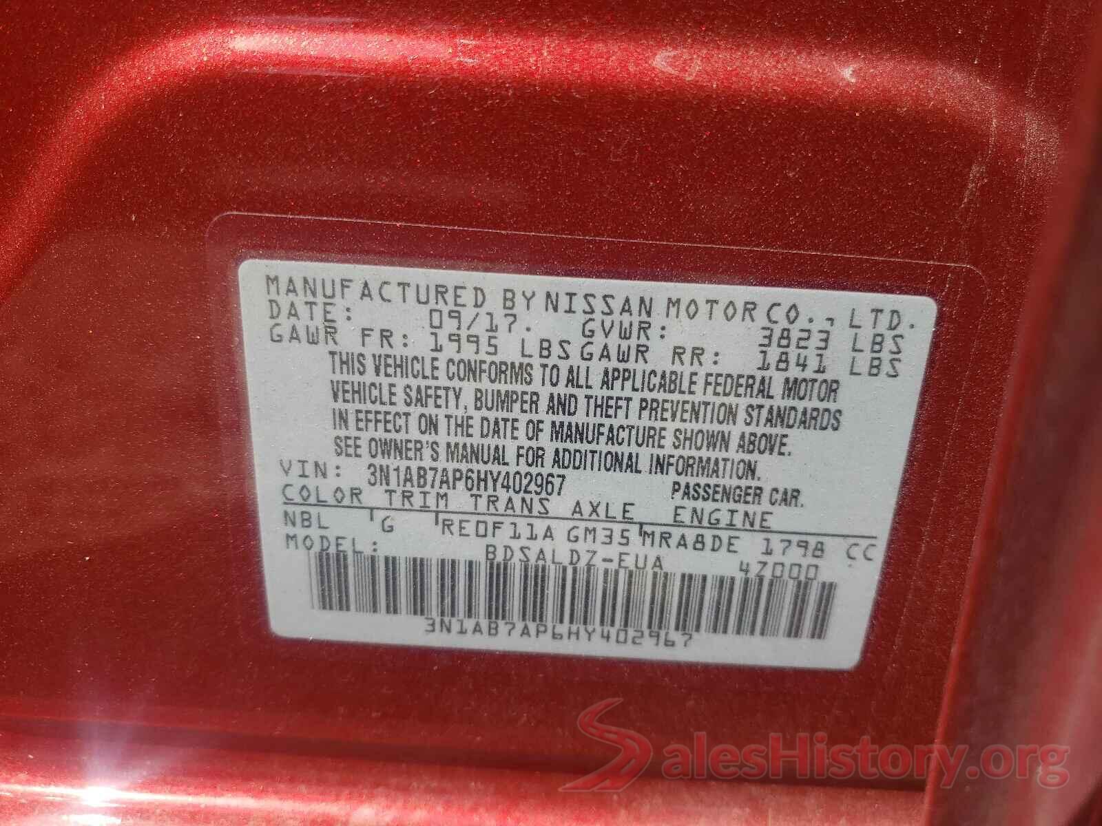 3N1AB7AP6HY402967 2017 NISSAN SENTRA