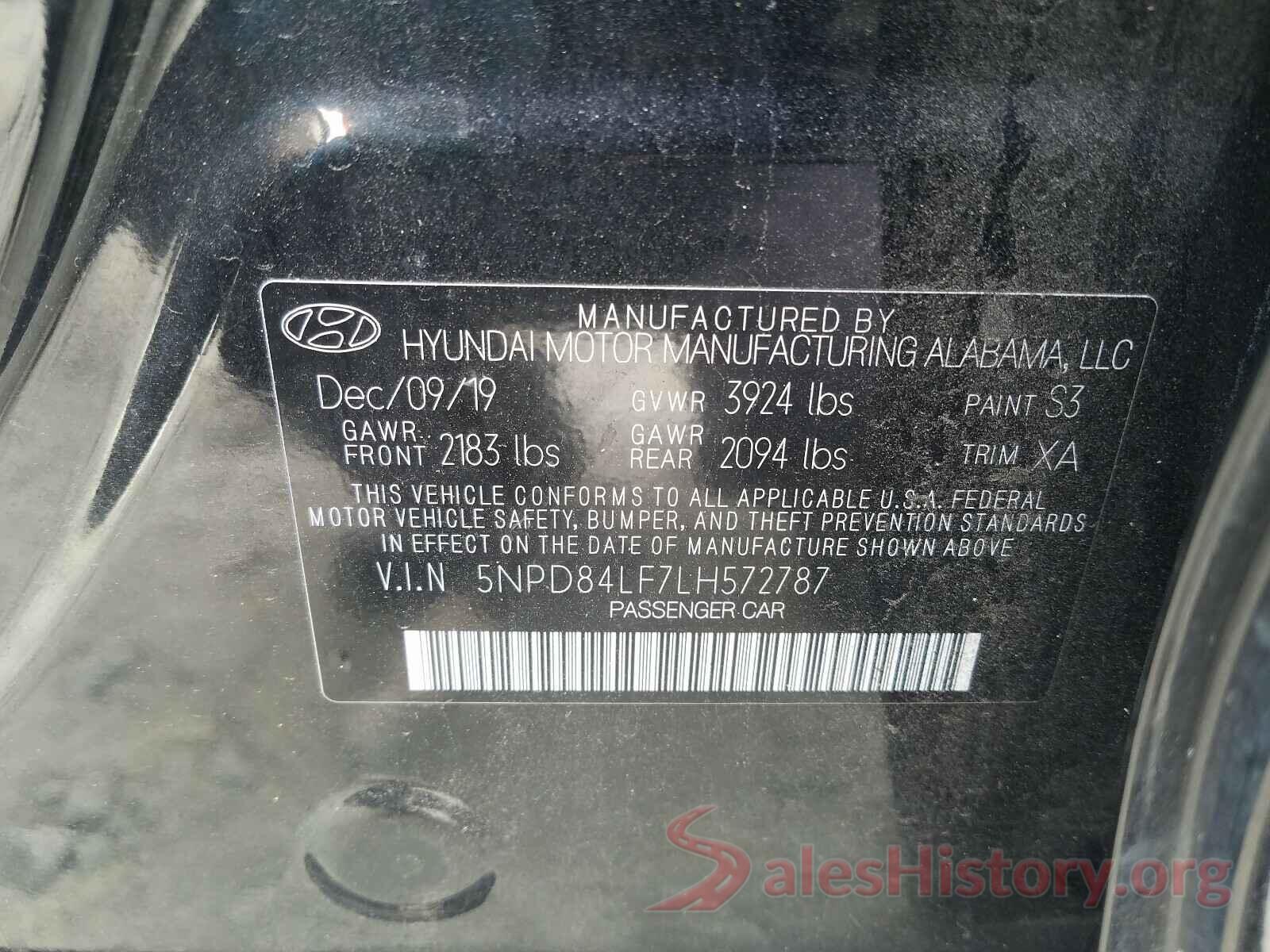 5NPD84LF7LH572787 2020 HYUNDAI ELANTRA