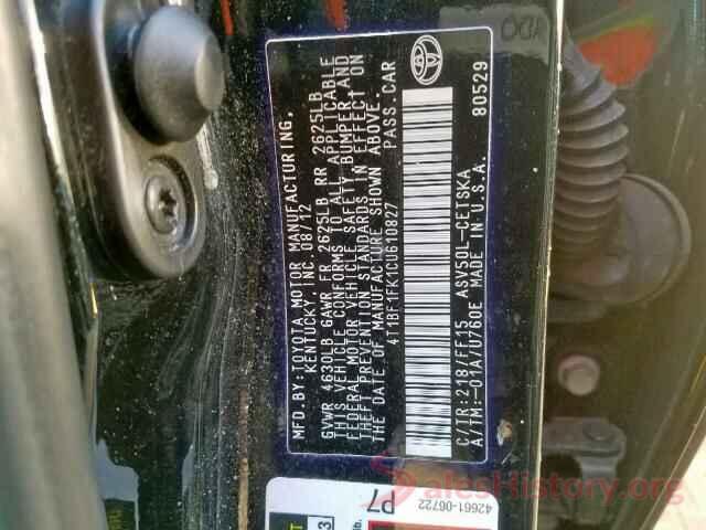 4T1BF1FK1CU610827 2012 TOYOTA CAMRY