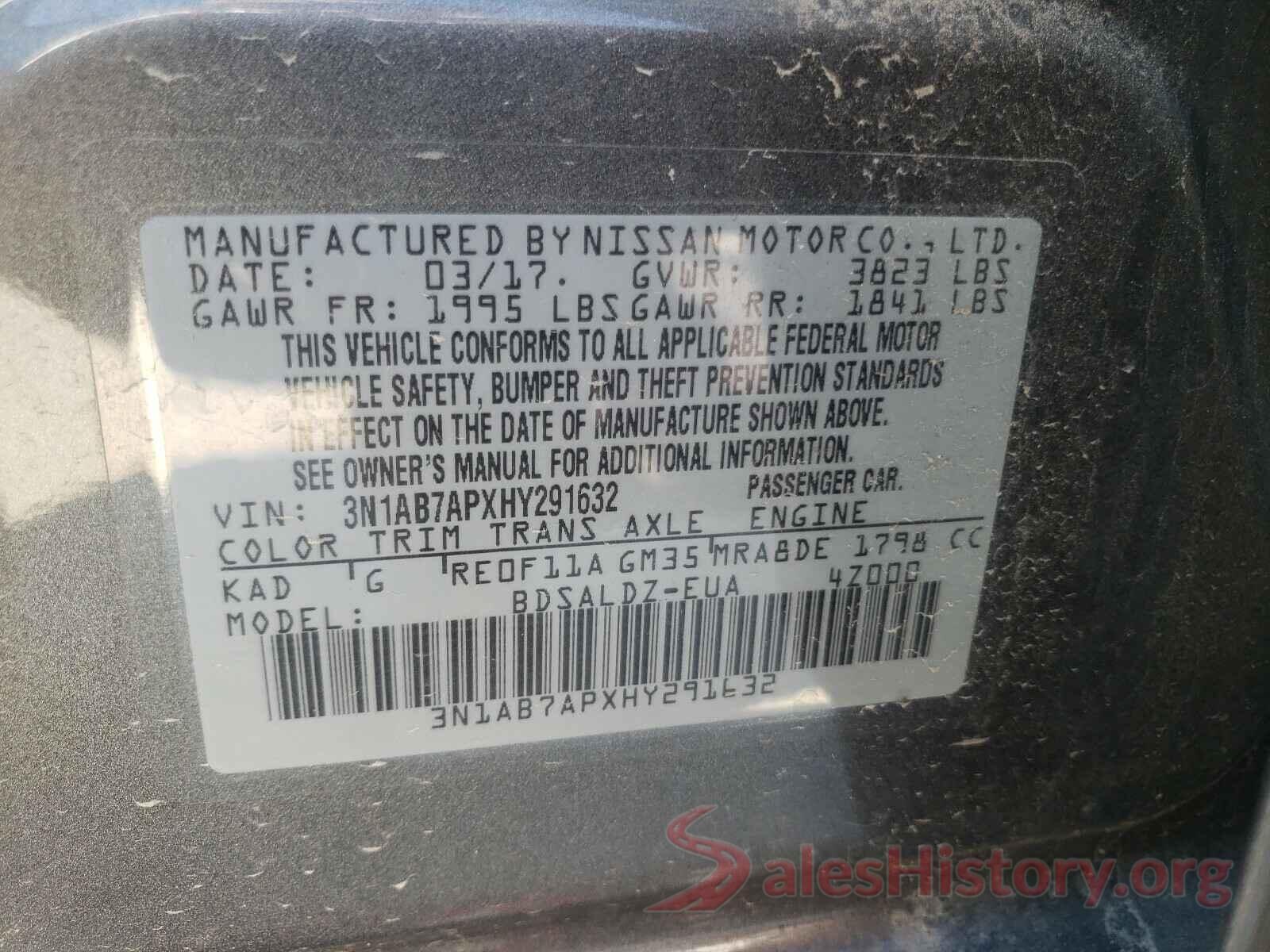 3N1AB7APXHY291632 2017 NISSAN SENTRA