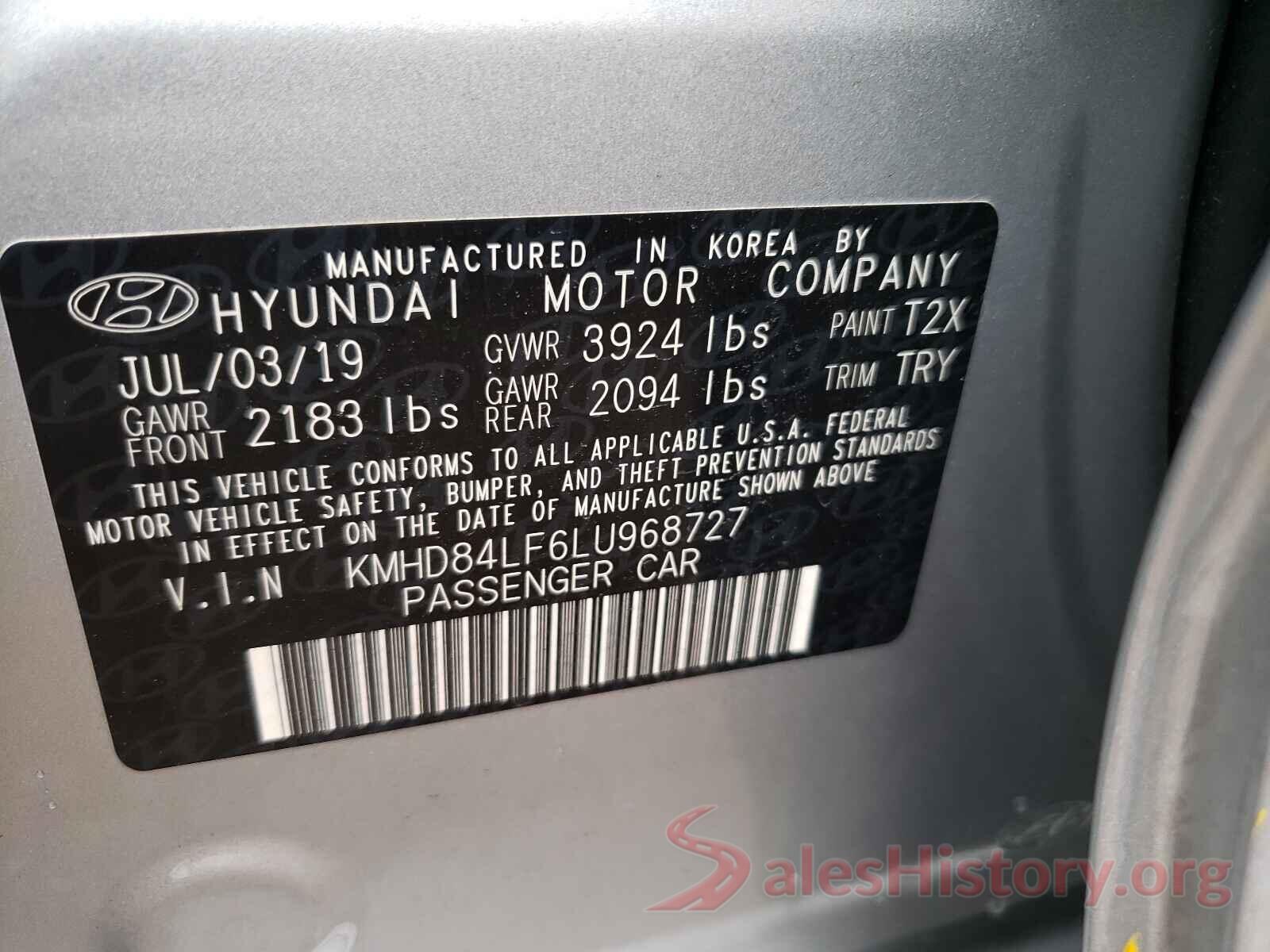 KMHD84LF6LU968727 2020 HYUNDAI ELANTRA