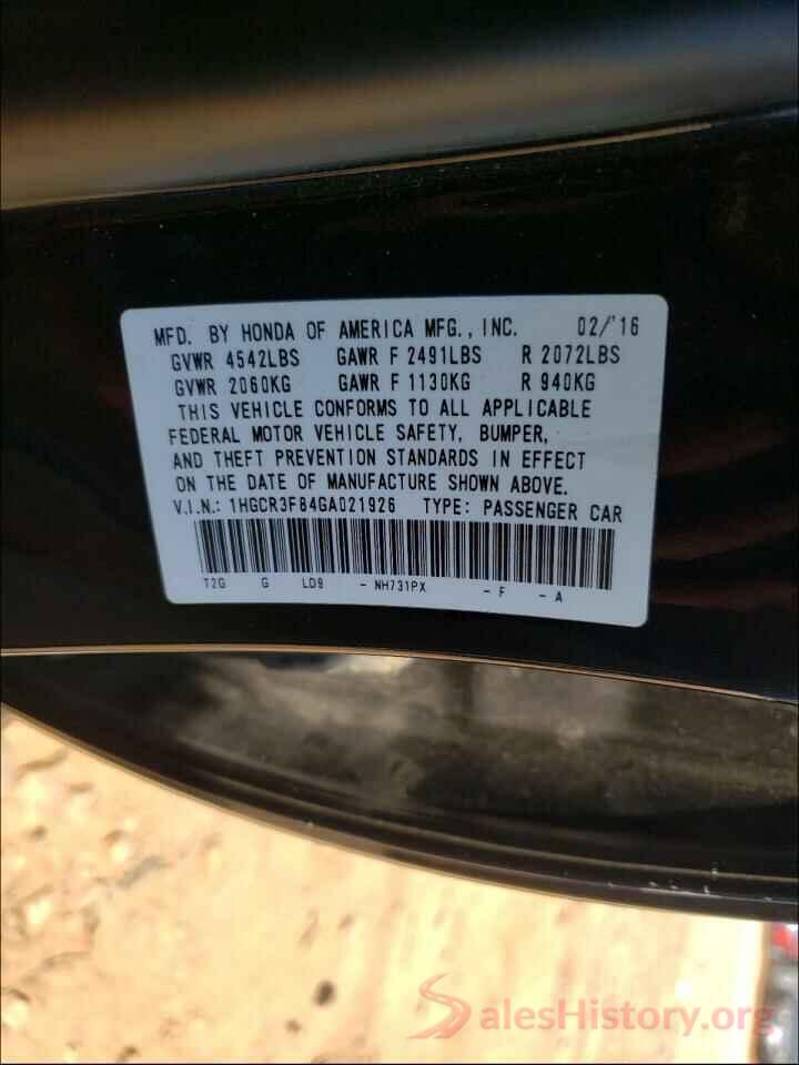 1HGCR3F84GA021926 2016 HONDA ACCORD