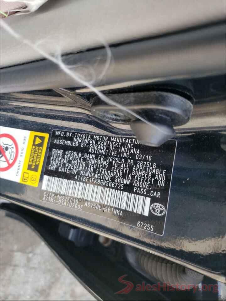 4T4BF1FK8GR566725 2016 TOYOTA CAMRY