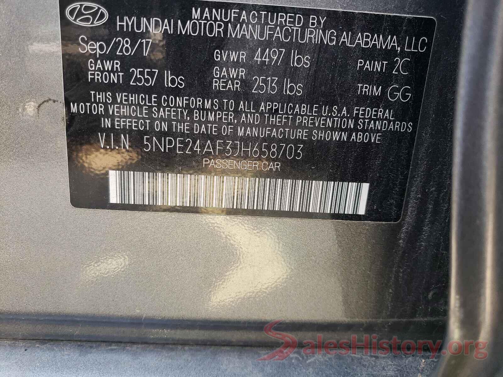 5NPE24AF3JH658703 2018 HYUNDAI SONATA