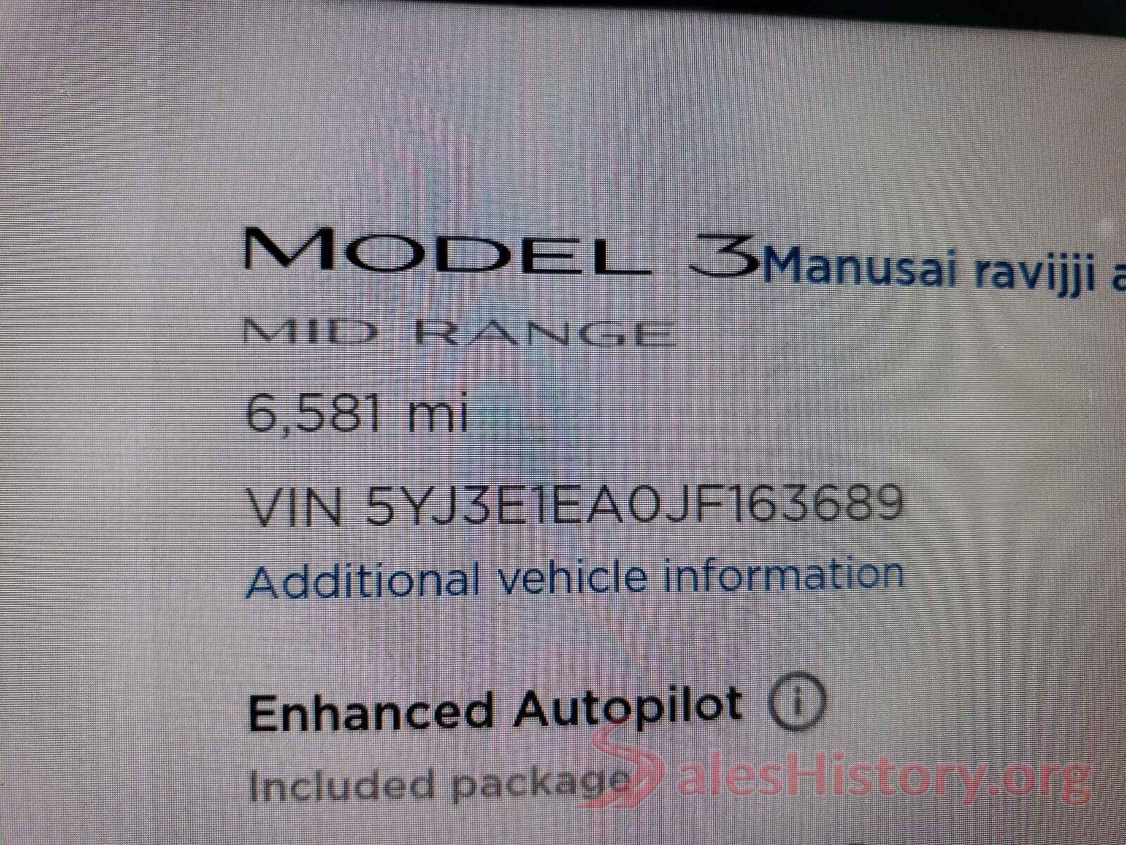 5YJ3E1EA0JF163689 2018 TESLA MODEL 3