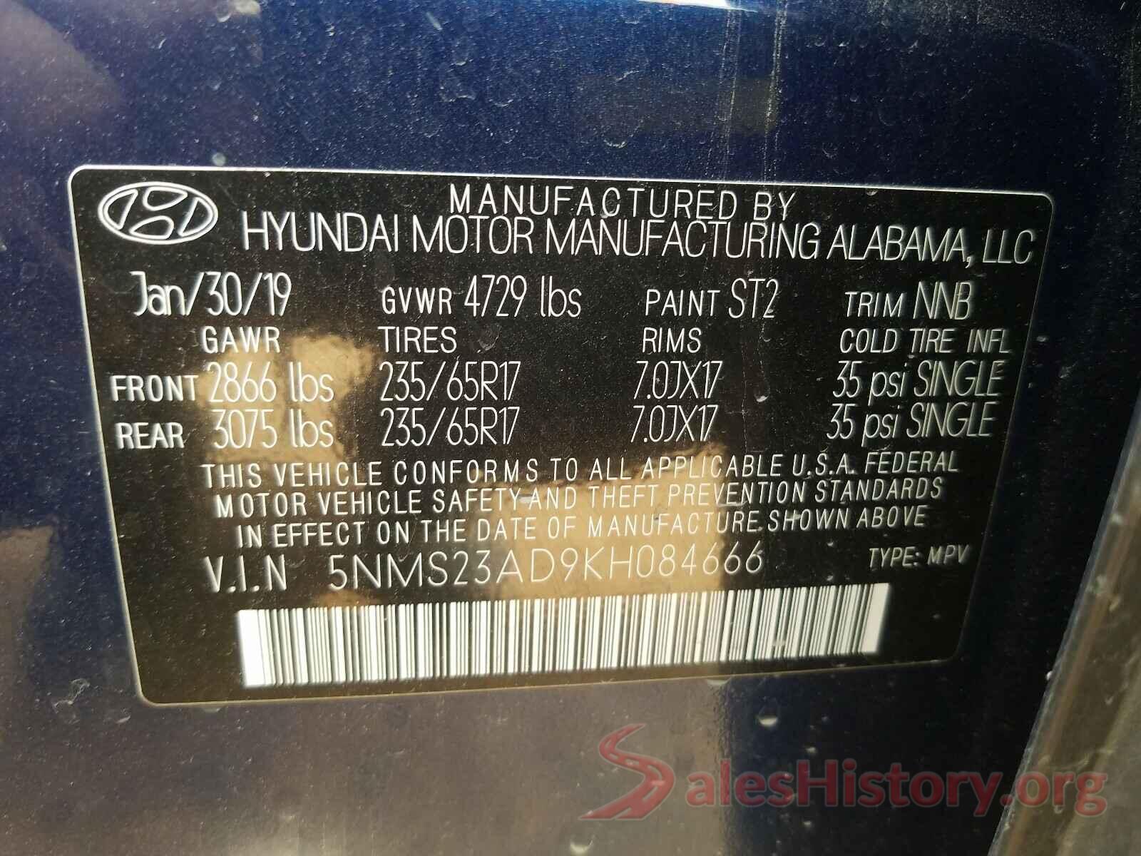 5NMS23AD9KH084666 2019 HYUNDAI SANTA FE