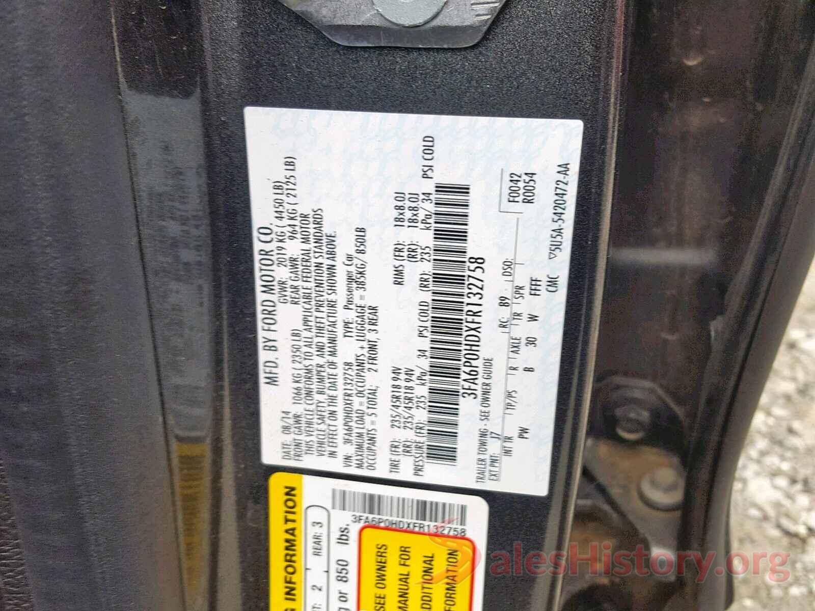 3FA6P0HDXFR132758 2015 FORD FUSION