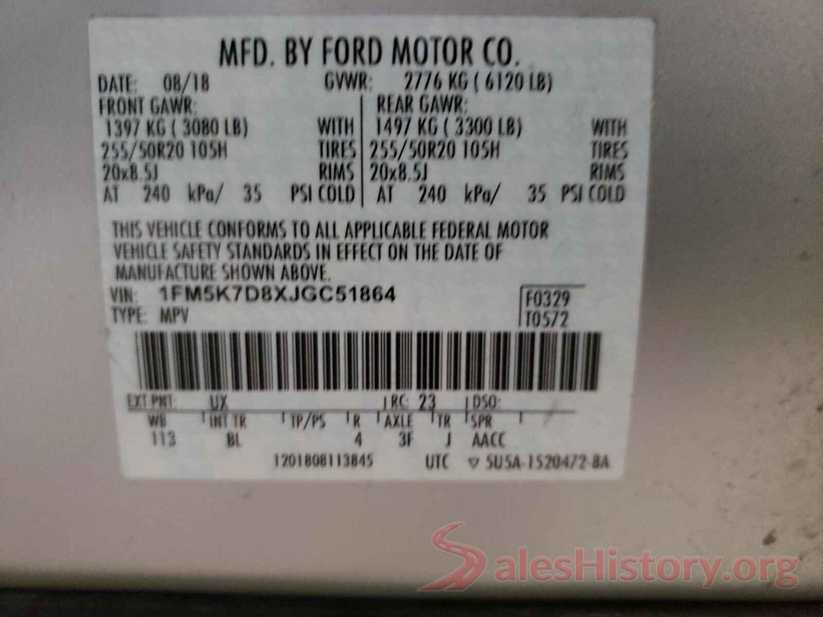 1FM5K7D8XJGC51864 2018 FORD EXPLORER