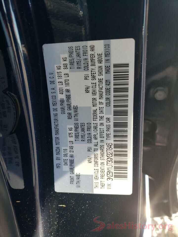 3MZBM1U73GM327846 2016 MAZDA 3