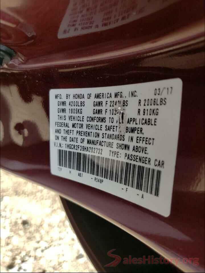 1HGCR2F39HA202732 2017 HONDA ACCORD