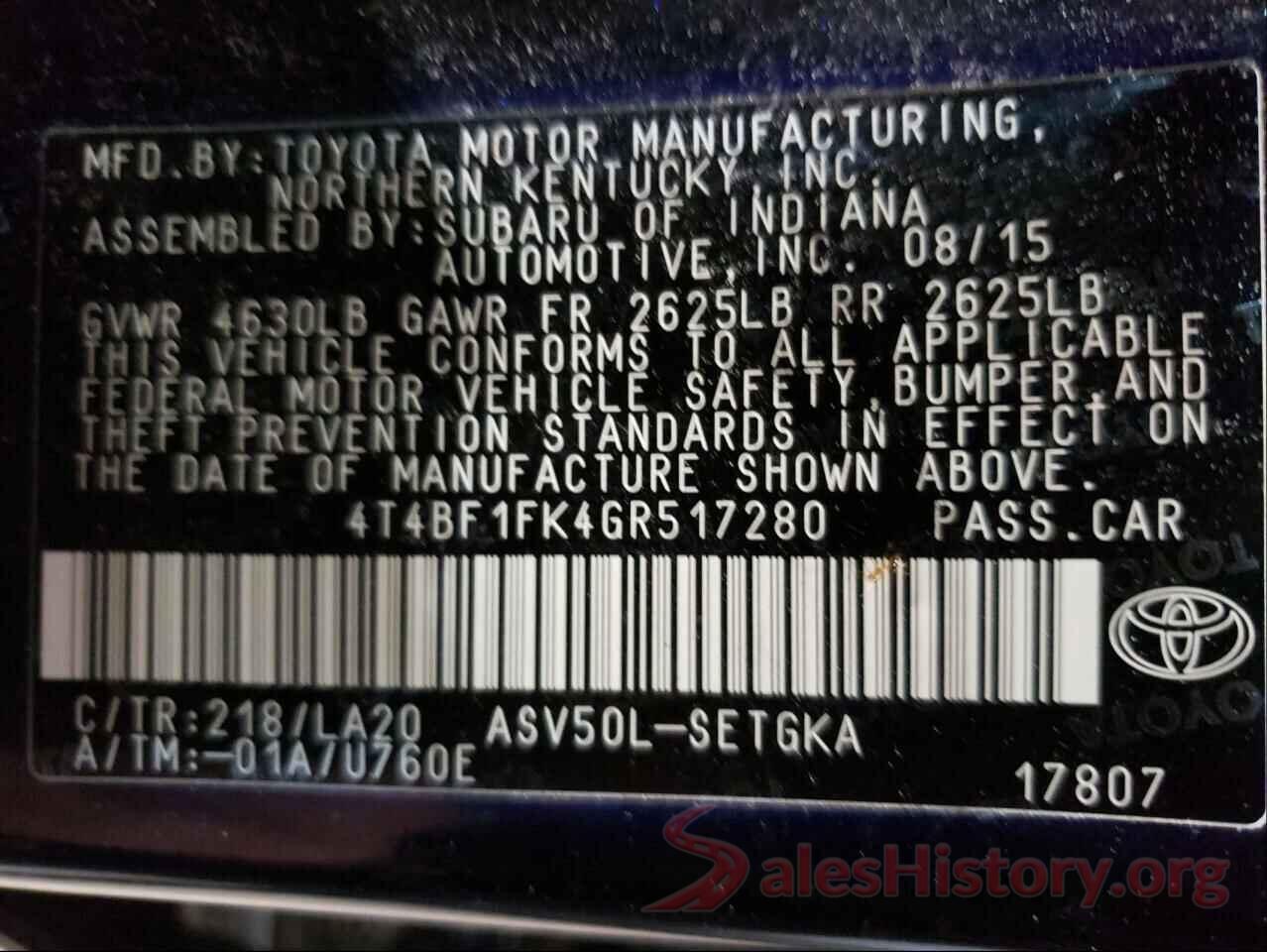 4T4BF1FK4GR517280 2016 TOYOTA CAMRY