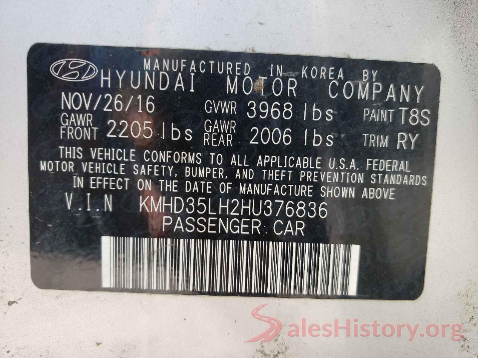 KMHD35LH2HU376836 2017 HYUNDAI ELANTRA