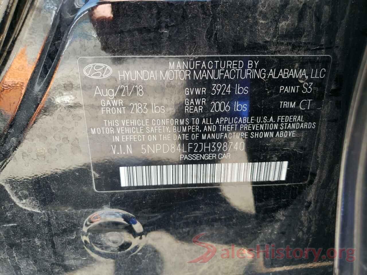 5NPD84LF2JH398740 2018 HYUNDAI ELANTRA