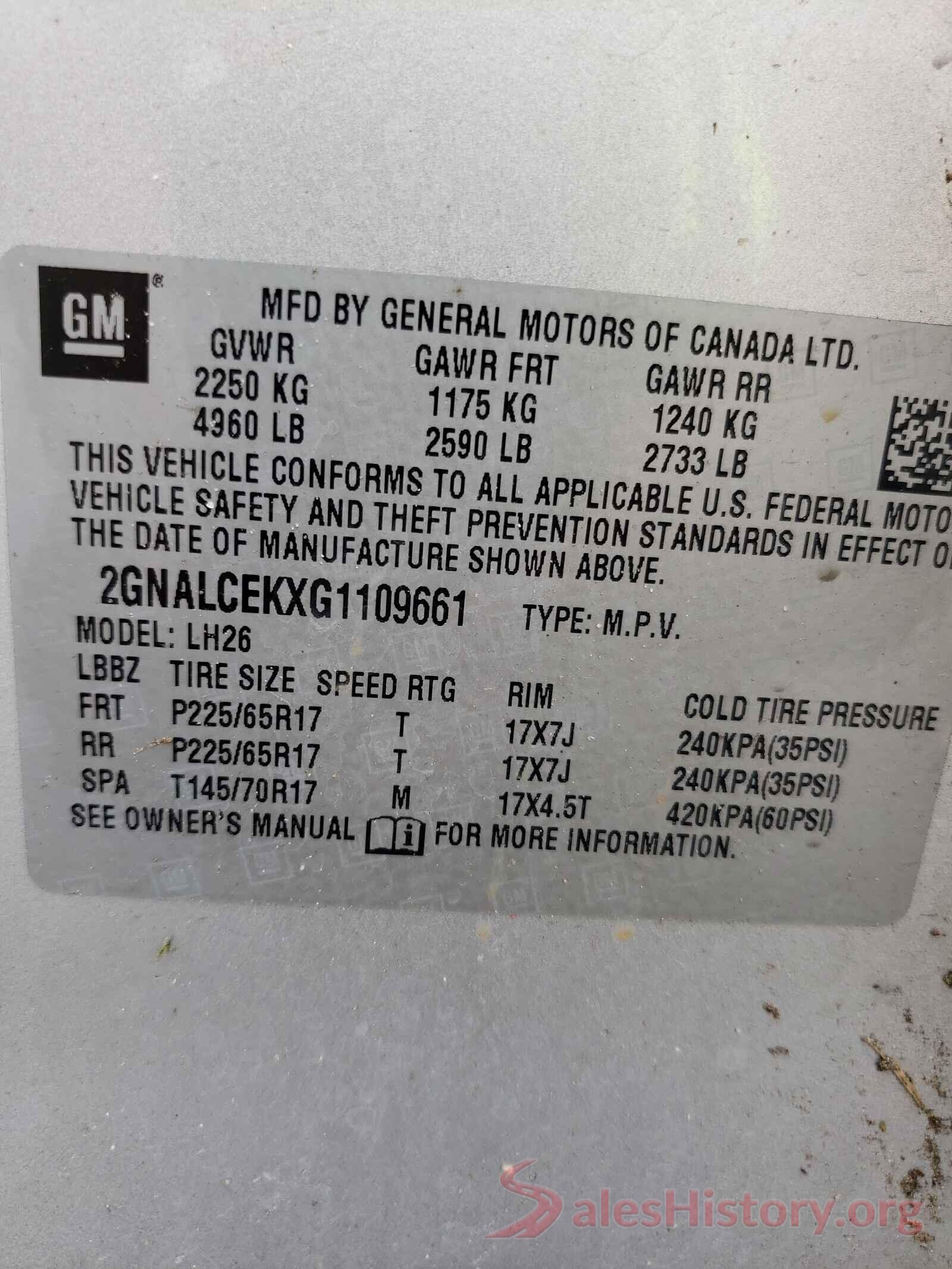 2GNALCEKXG1109661 2016 CHEVROLET EQUINOX