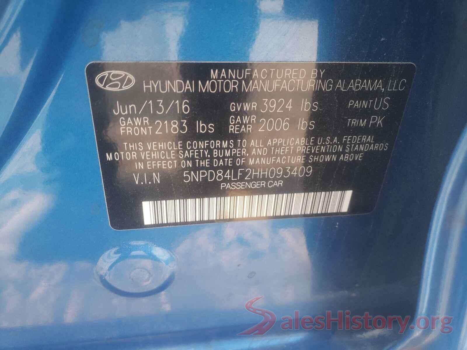 5NPD84LF2HH093409 2017 HYUNDAI ELANTRA