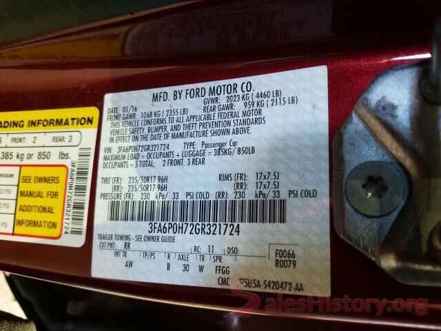 3FA6P0H72GR321724 2016 FORD FUSION