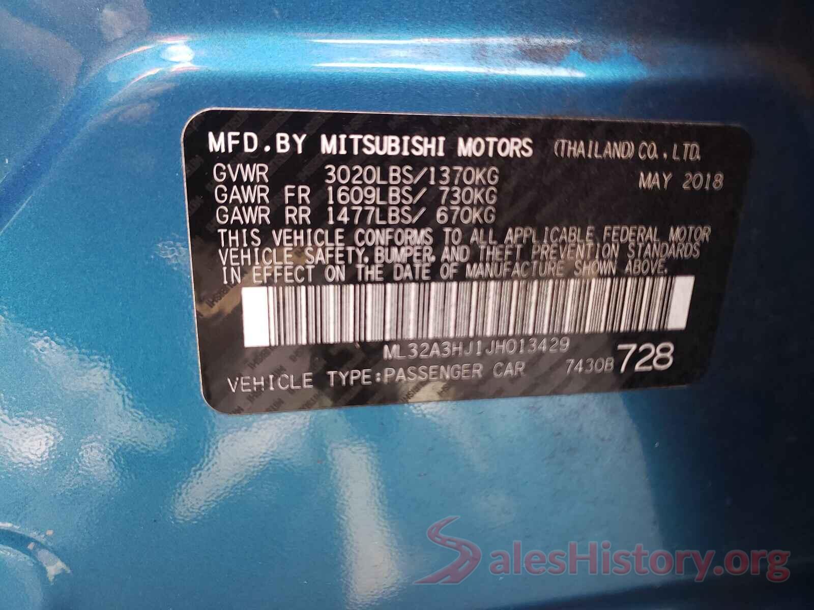 ML32A3HJ1JH013429 2018 MITSUBISHI MIRAGE