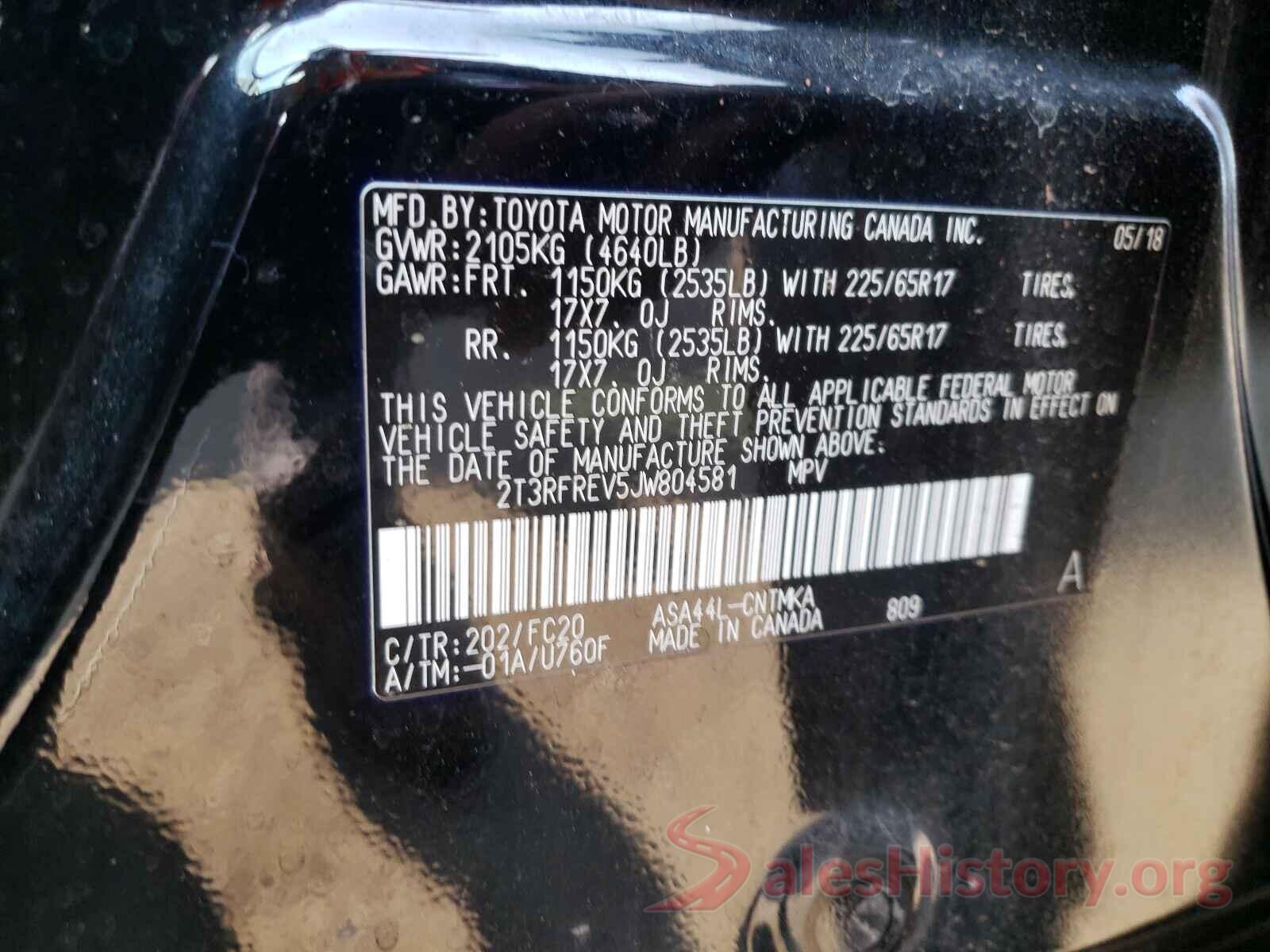 2T3RFREV5JW804581 2018 TOYOTA RAV4