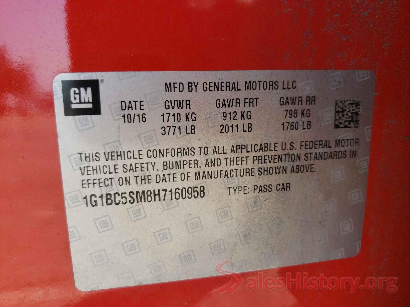 1G1BC5SM8H7160958 2017 CHEVROLET CRUZE