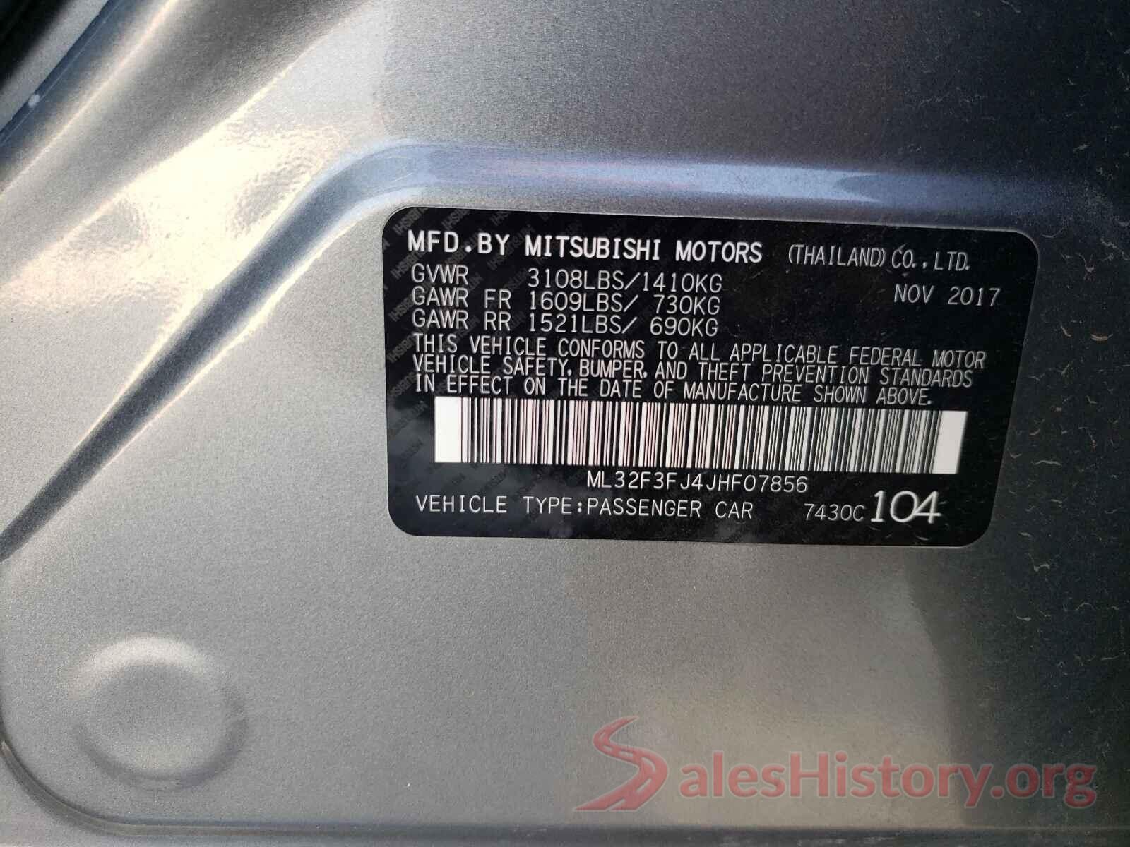 ML32F3FJ4JHF07856 2018 MITSUBISHI MIRAGE