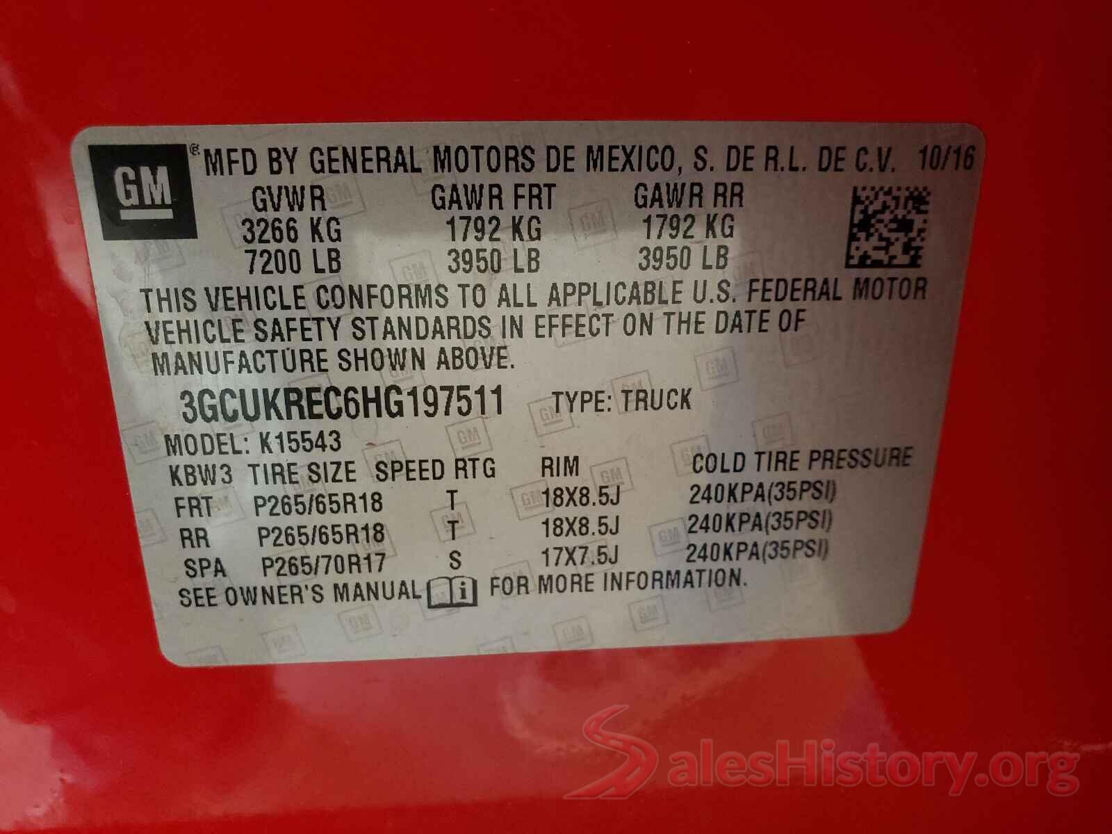 3GCUKREC6HG197511 2017 CHEVROLET SILVERADO