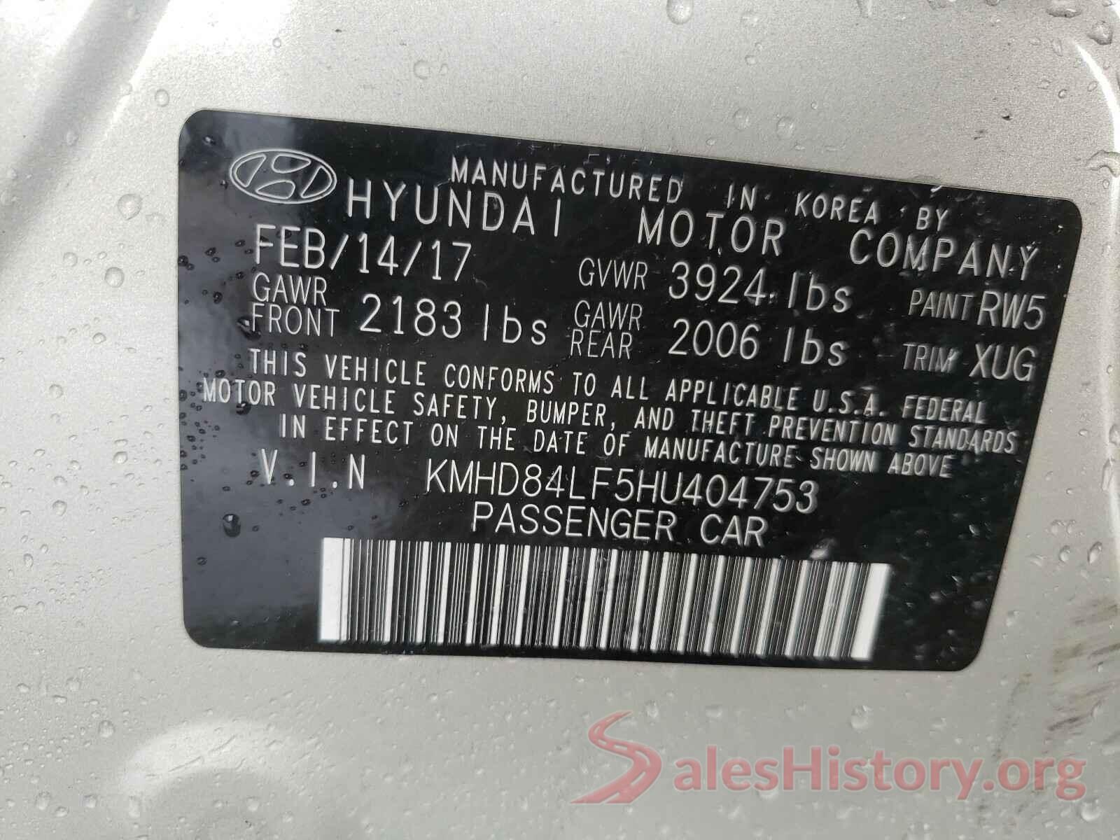 KMHD84LF5HU404753 2017 HYUNDAI ELANTRA