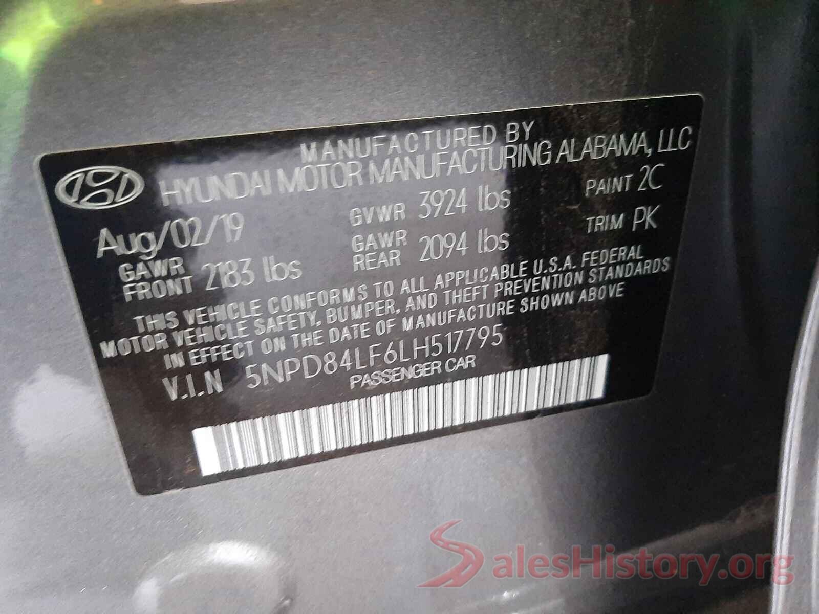 5NPD84LF6LH517795 2020 HYUNDAI ELANTRA