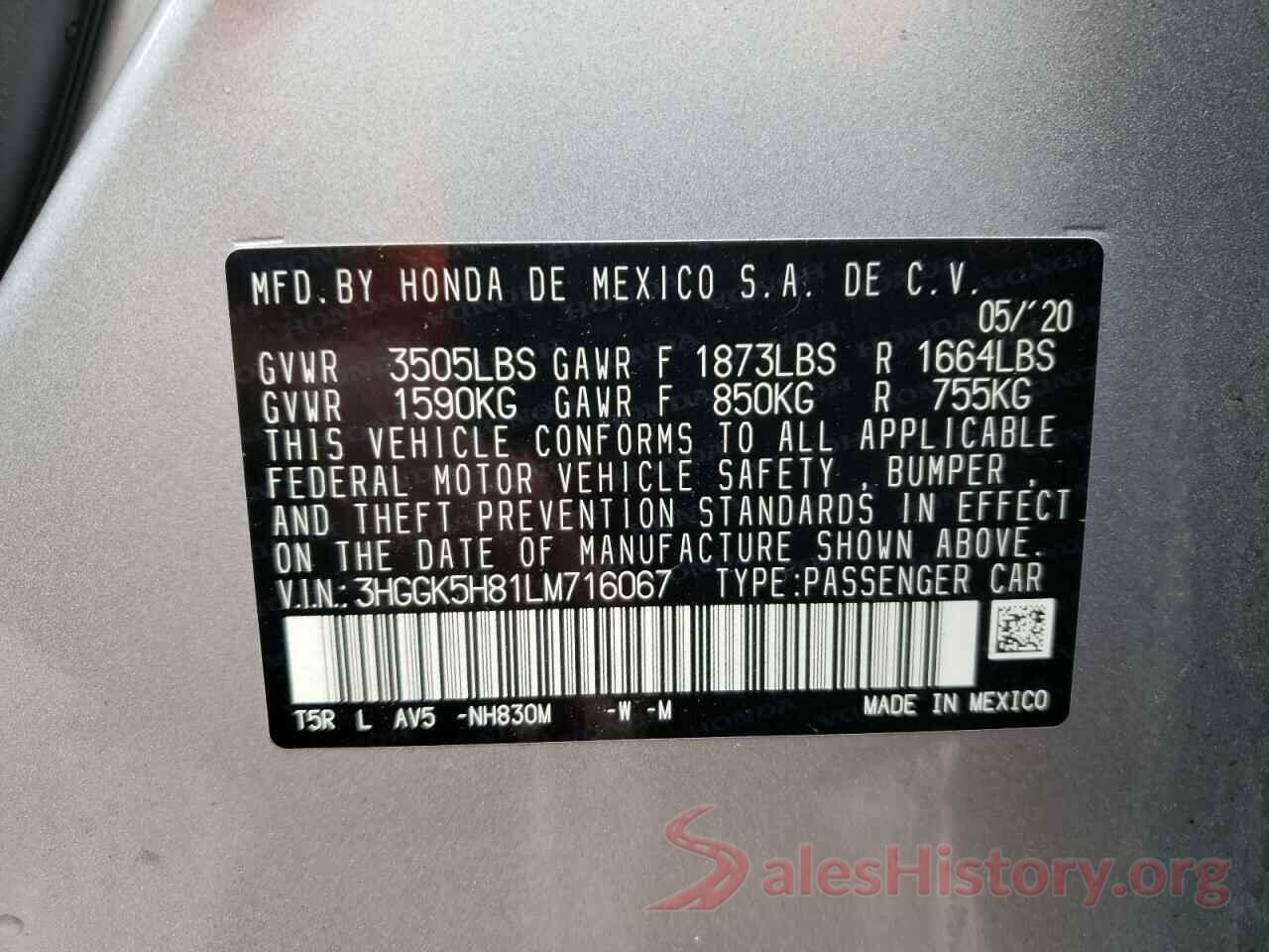 3HGGK5H81LM716067 2020 HONDA FIT