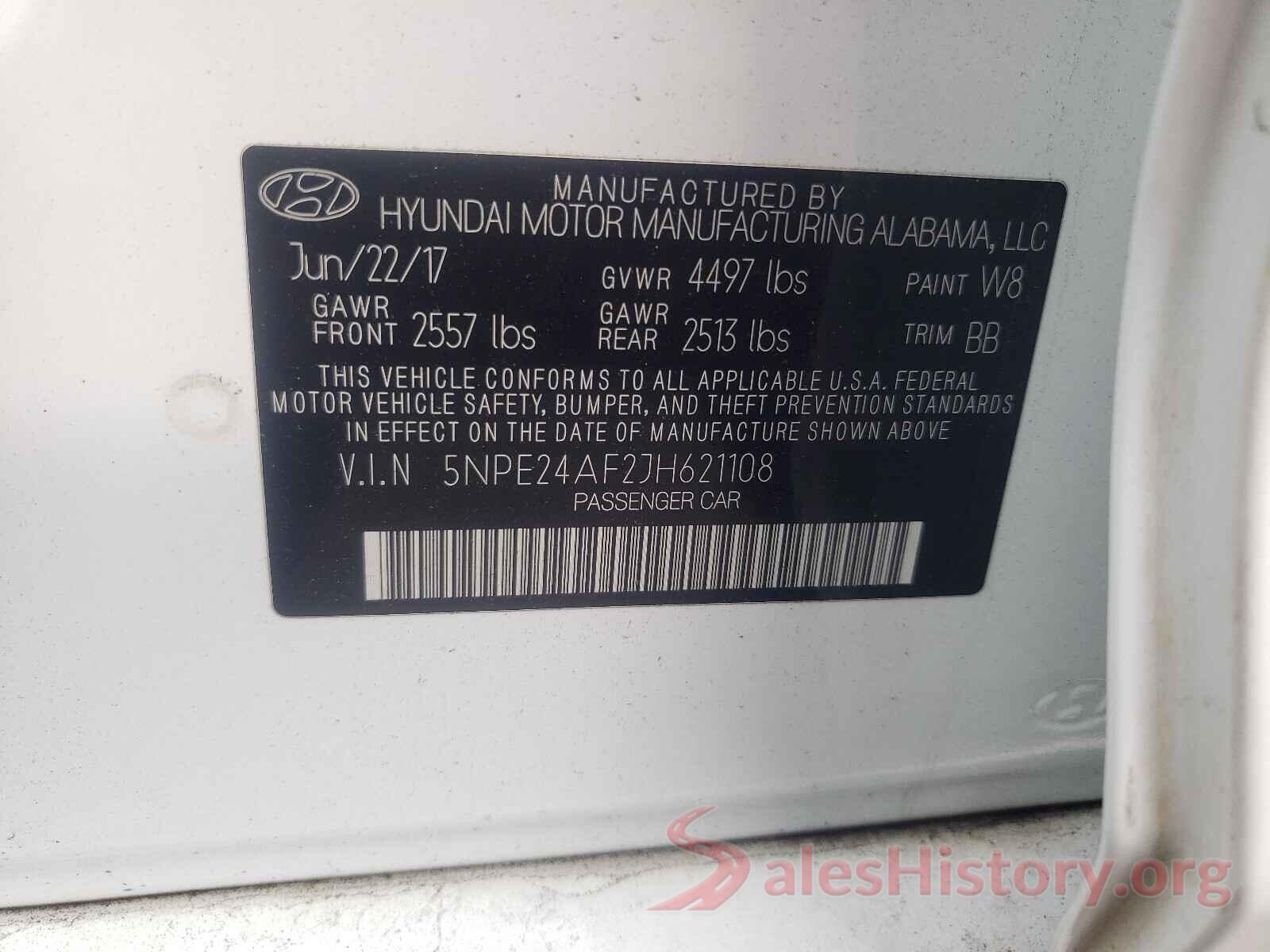 5NPE24AF2JH621108 2018 HYUNDAI SONATA