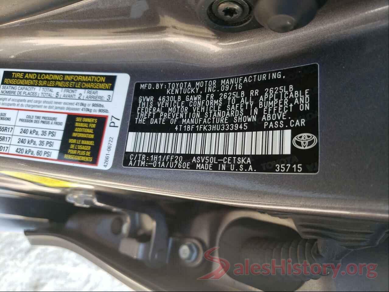 4T1BF1FK3HU333945 2017 TOYOTA CAMRY