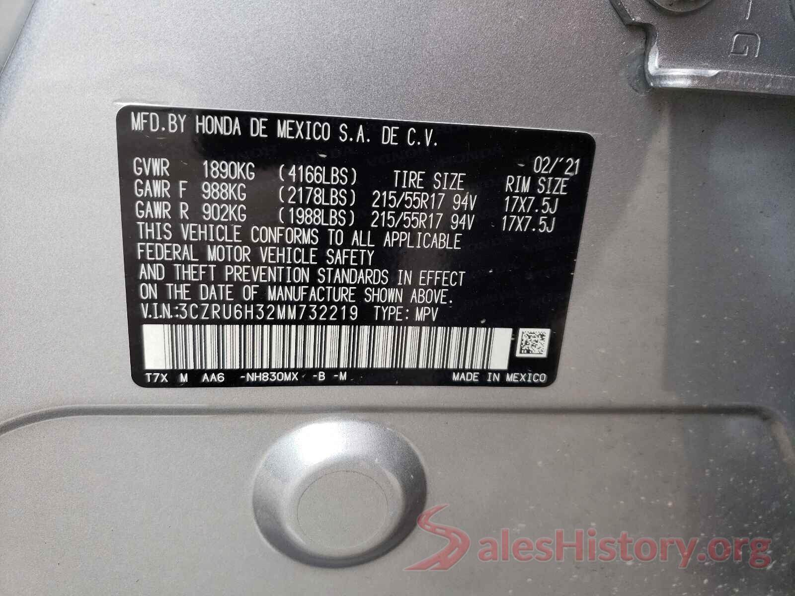 3CZRU6H32MM732219 2021 HONDA HR-V