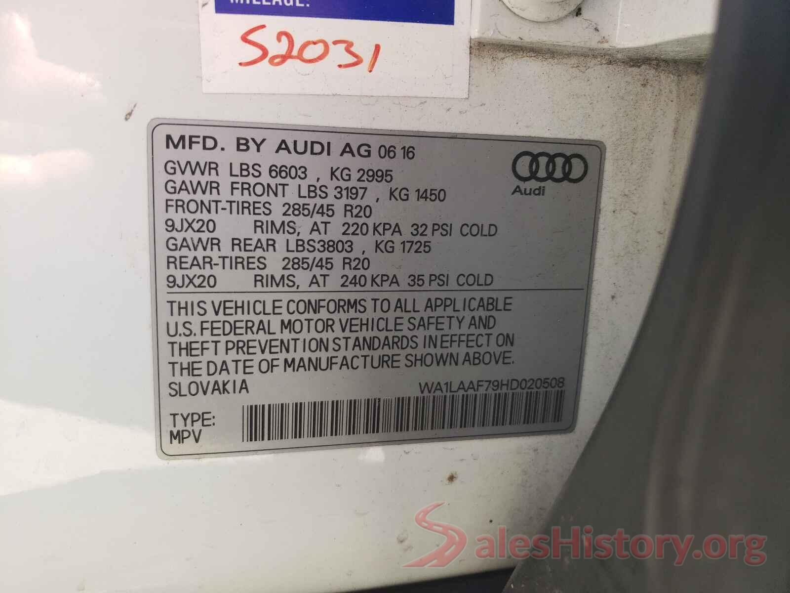 WA1LAAF79HD020508 2017 AUDI Q7