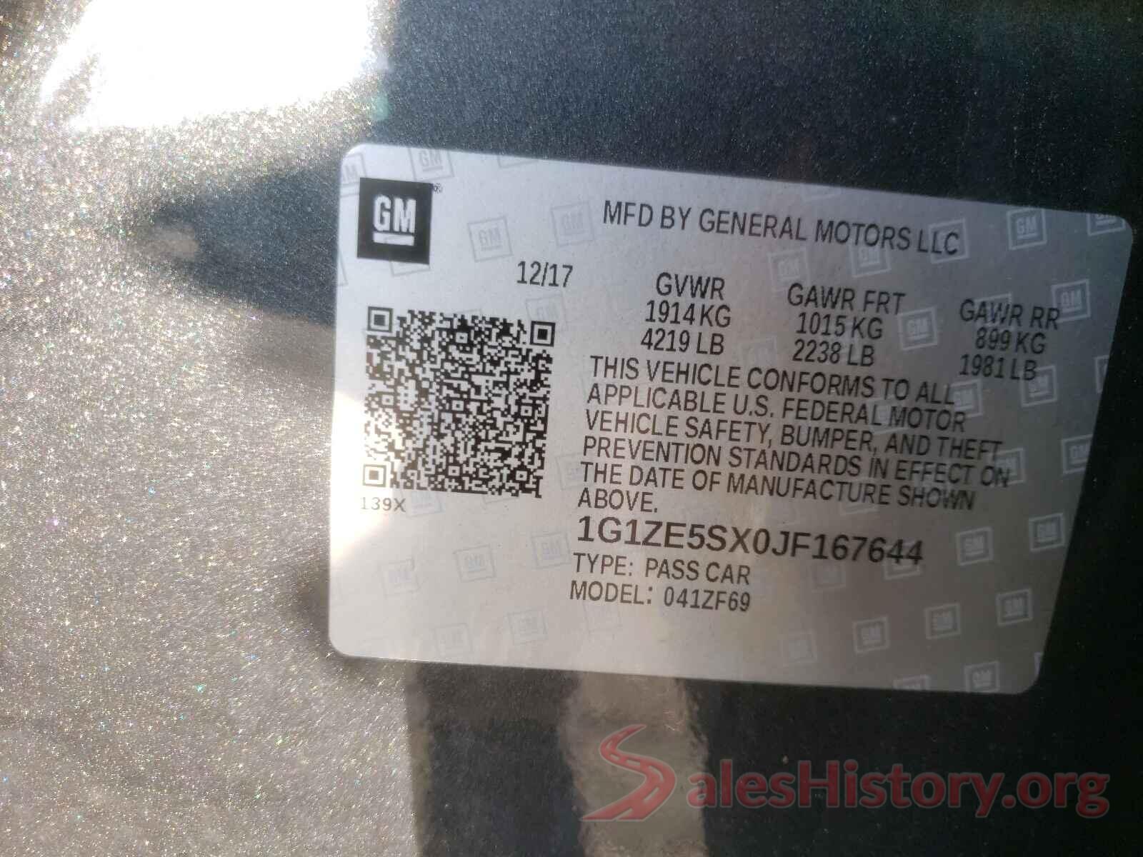 1G1ZE5SX0JF167644 2018 CHEVROLET MALIBU