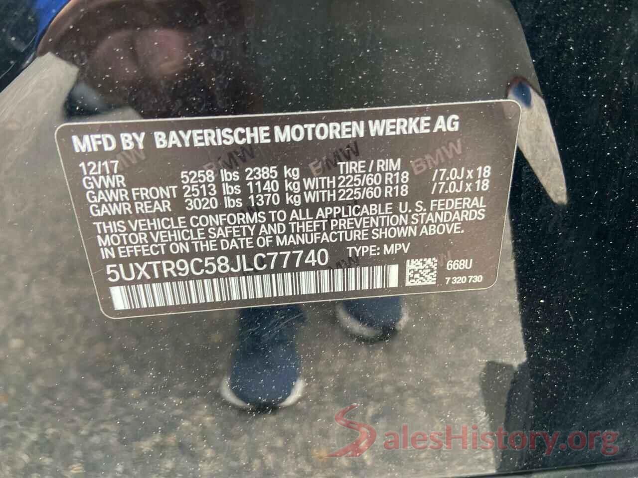 5UXTR9C58JLC77740 2018 BMW X3