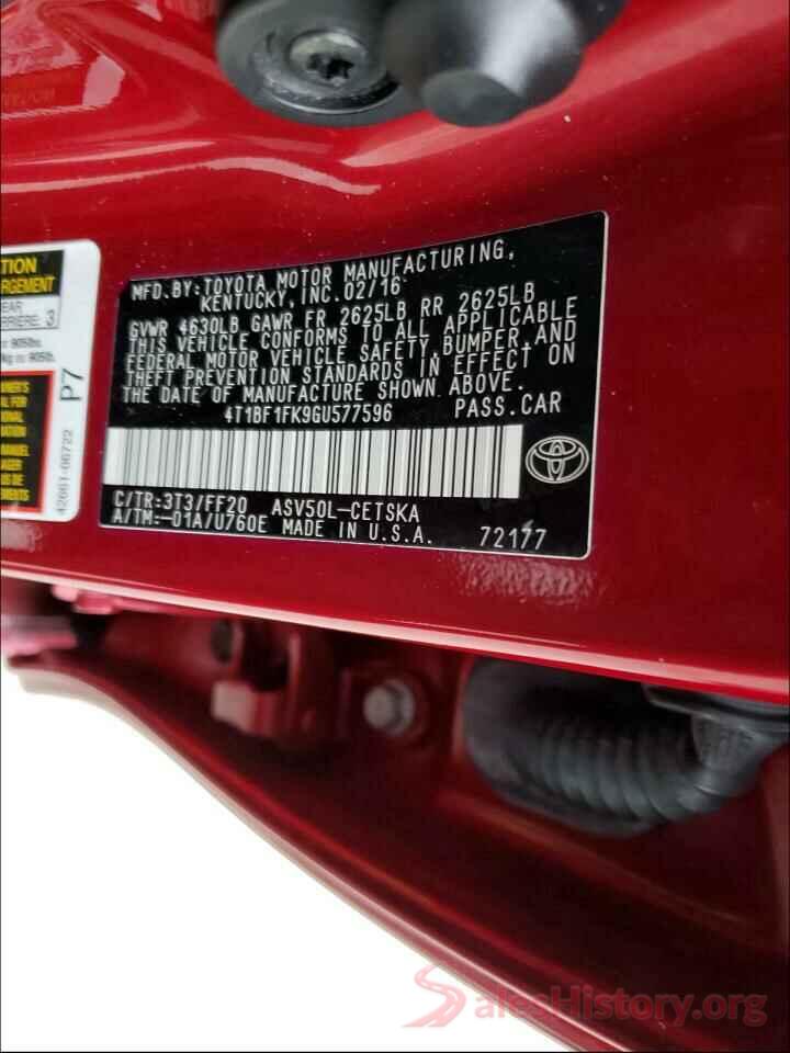 4T1BF1FK9GU577596 2016 TOYOTA CAMRY