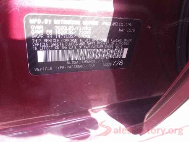 ML32A3HJ5KH015251 2019 MITSUBISHI MIRAGE