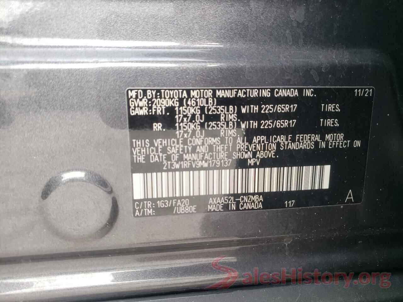 2T3W1RFV9MW179137 2021 TOYOTA RAV4