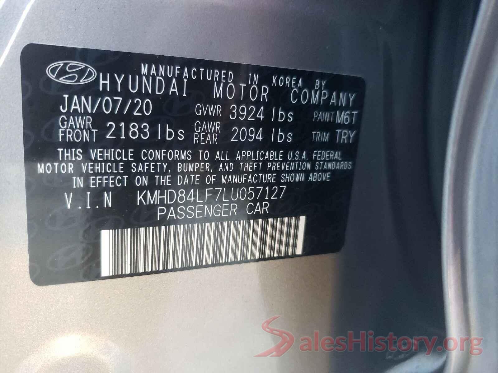 KMHD84LF7LU057127 2020 HYUNDAI ELANTRA