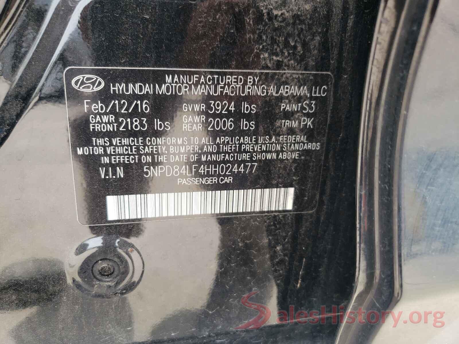 5NPD84LF4HH024477 2017 HYUNDAI ELANTRA