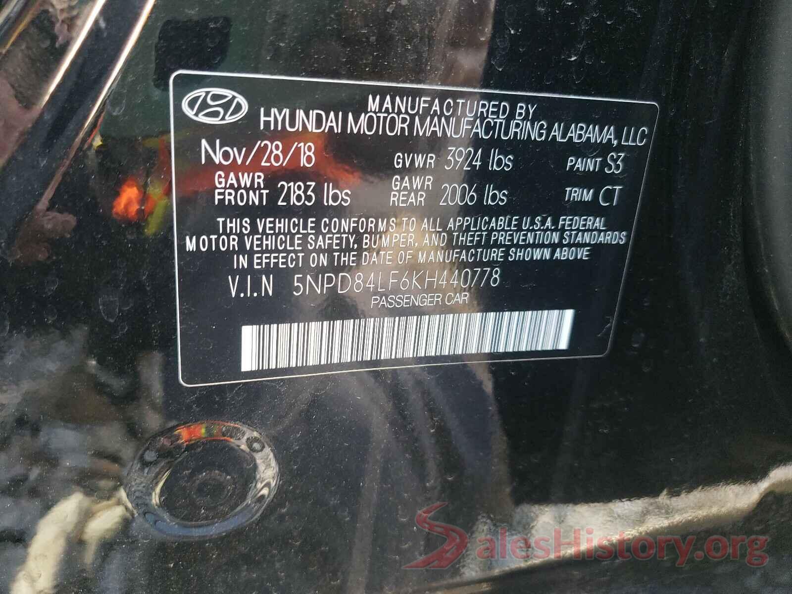 5NPD84LF6KH440778 2019 HYUNDAI ELANTRA