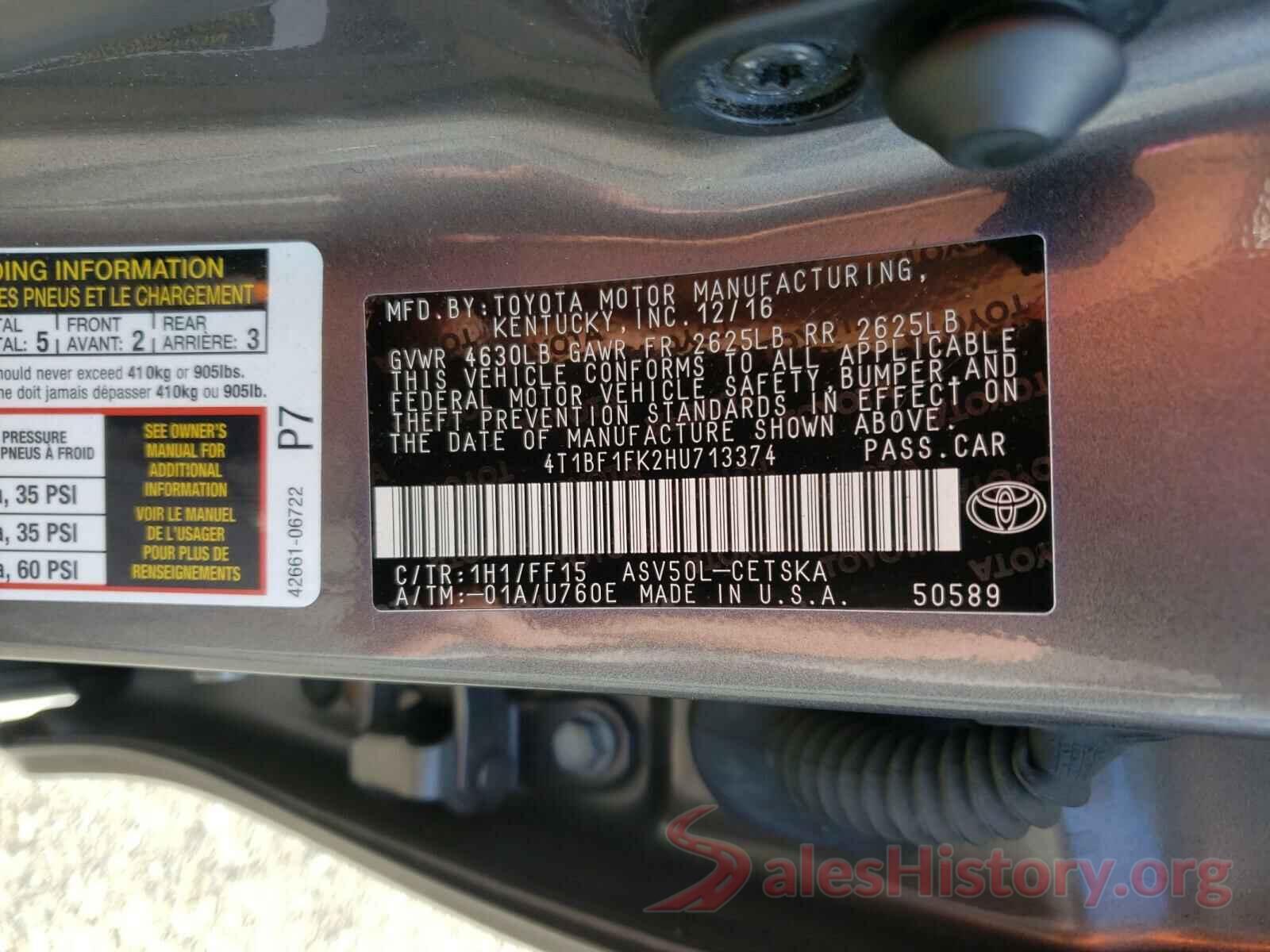 4T1BF1FK2HU713374 2017 TOYOTA CAMRY