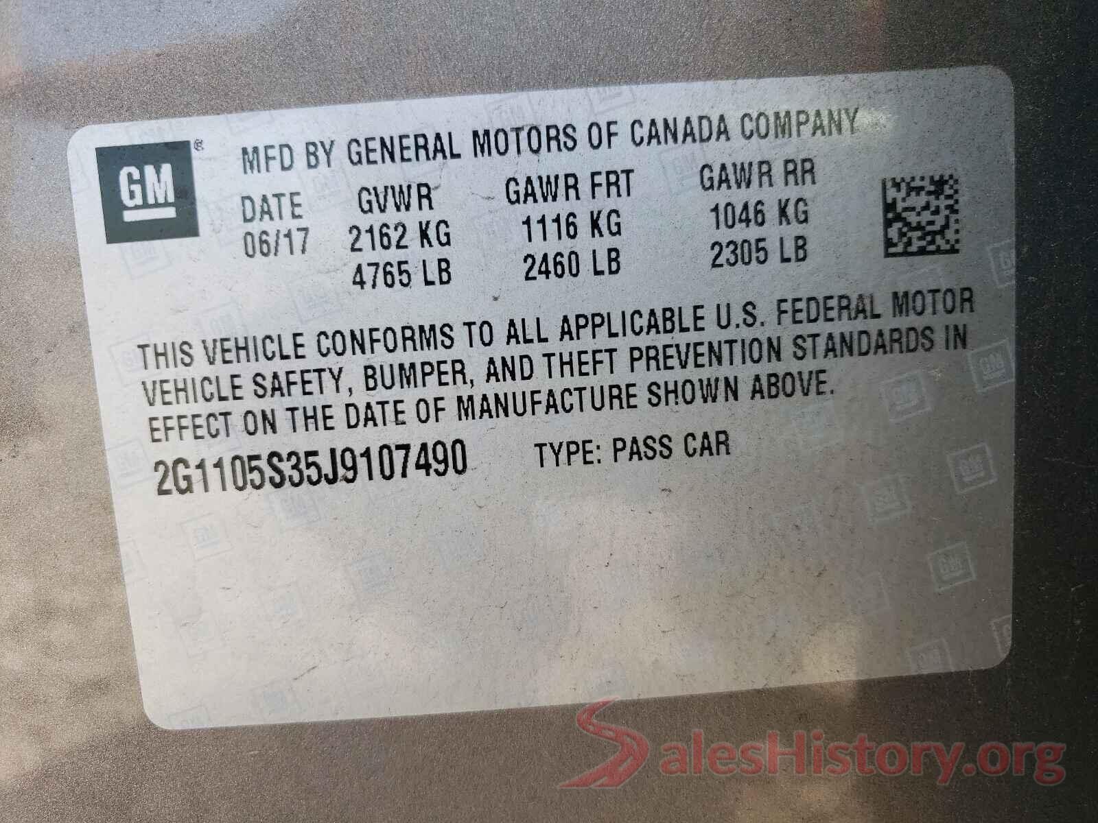 2G1105S35J9107490 2018 CHEVROLET IMPALA