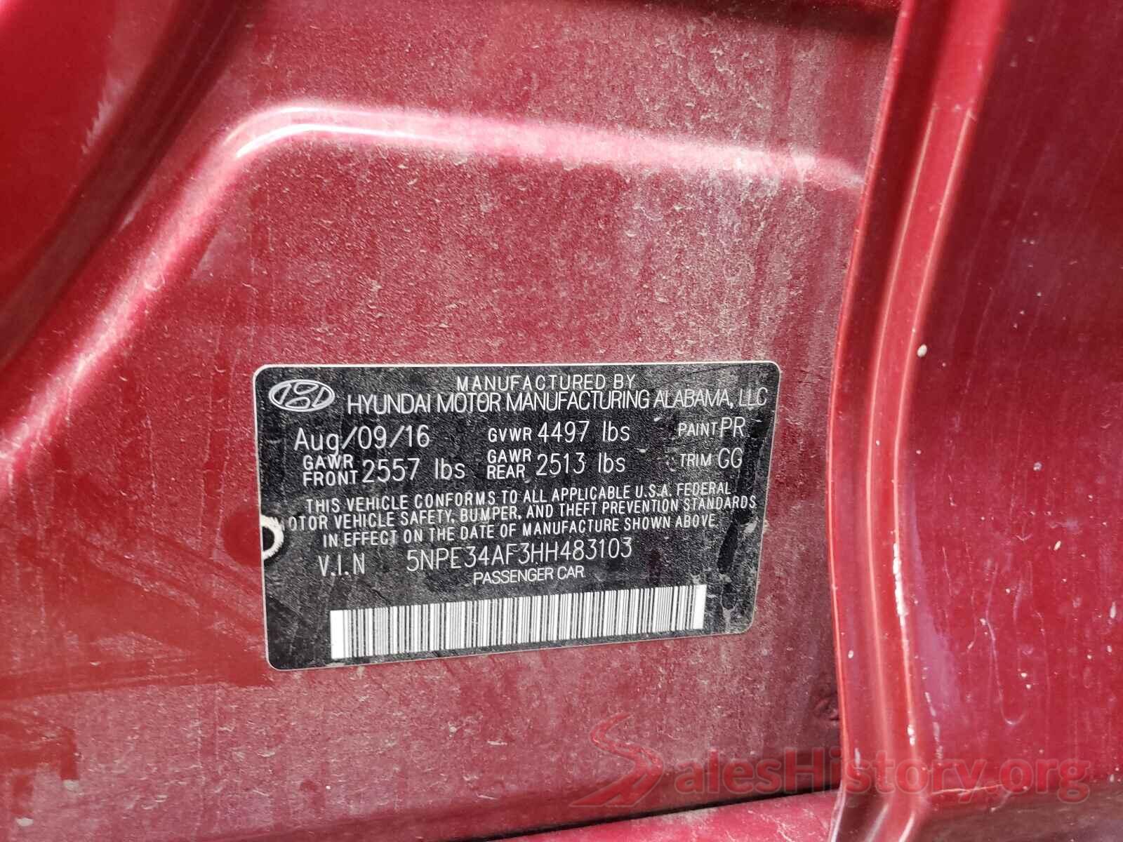 5NPE34AF3HH483103 2017 HYUNDAI SONATA