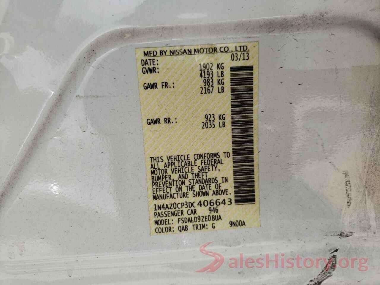 1N4AZ0CP3DC406643 2013 NISSAN LEAF