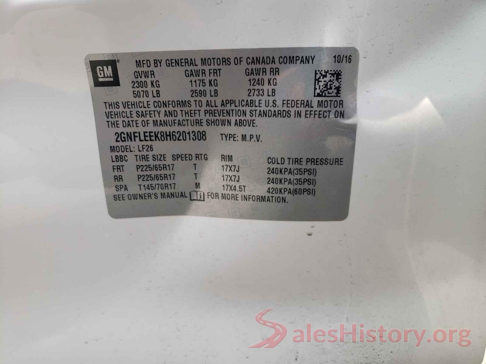 2GNFLEEK8H6201308 2017 CHEVROLET EQUINOX