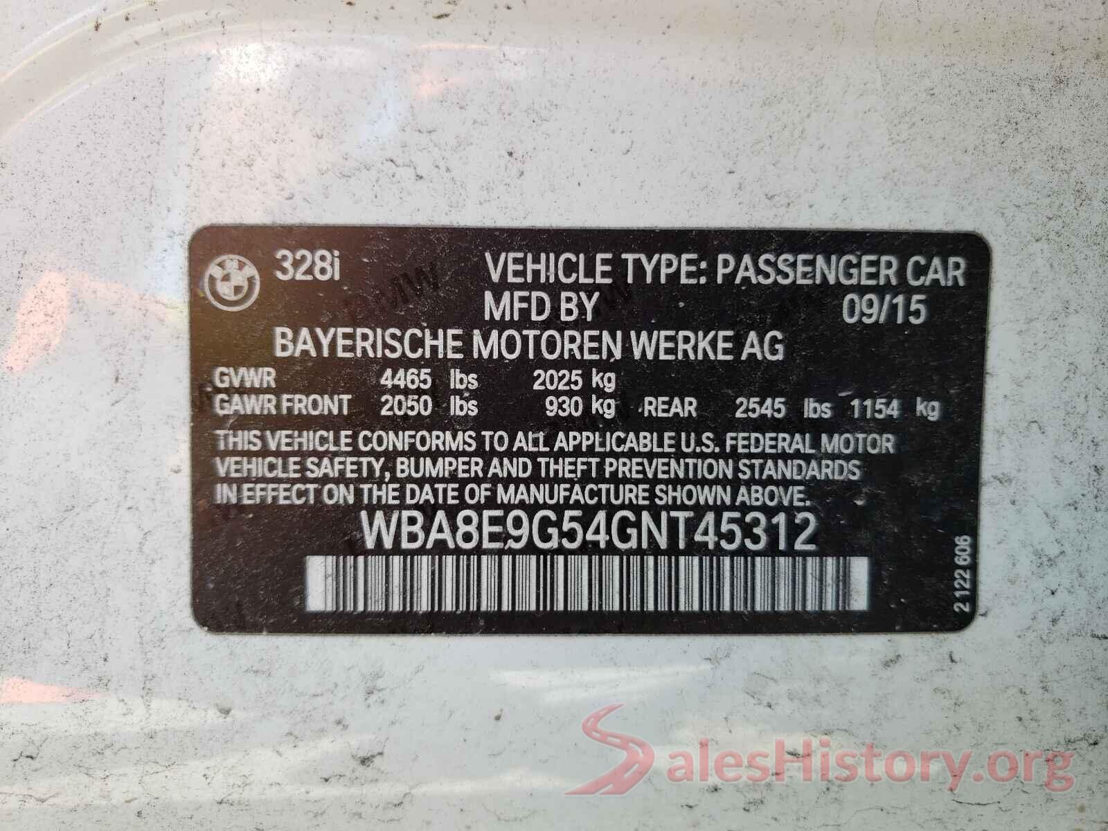 WBA8E9G54GNT45312 2016 BMW 3 SERIES