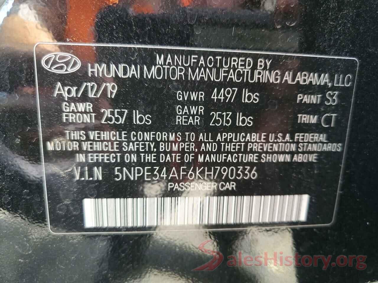 5NPE34AF6KH790336 2019 HYUNDAI SONATA