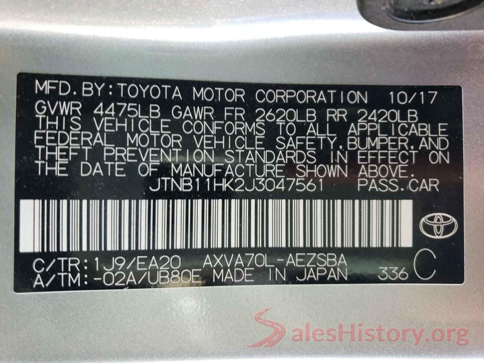 JTNB11HK2J3047561 2018 TOYOTA CAMRY