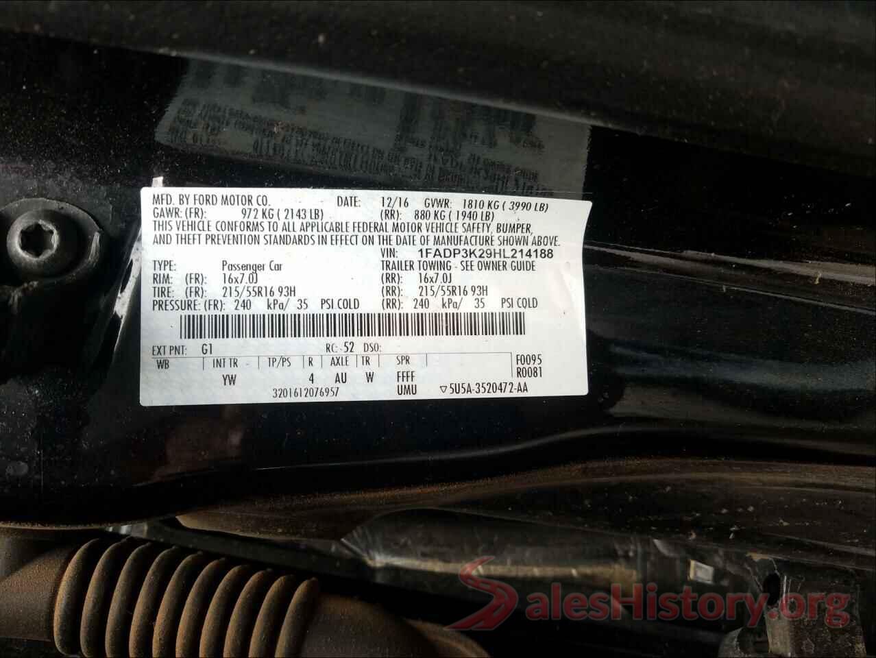 1FADP3K29HL214188 2017 FORD FOCUS