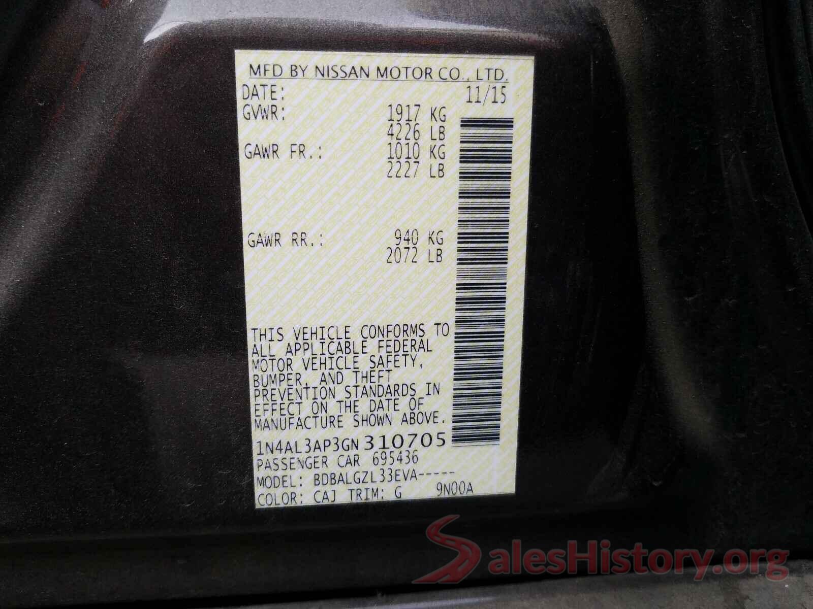 1N4AL3AP3GN310705 2016 NISSAN ALTIMA